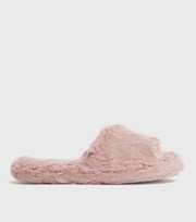 New Look Pink Faux Fur Slider Slippers